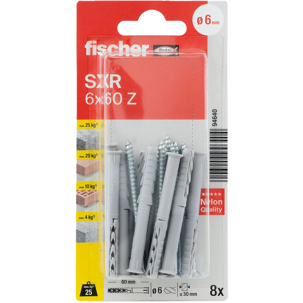 Surub cu diblu beton FISCHER SX, 6 x 45mm, 8buc