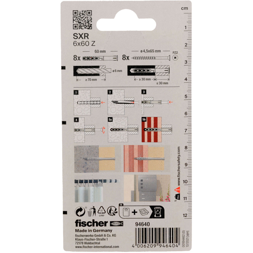 Surub cu diblu beton FISCHER SX, 6 x 45mm, 8buc