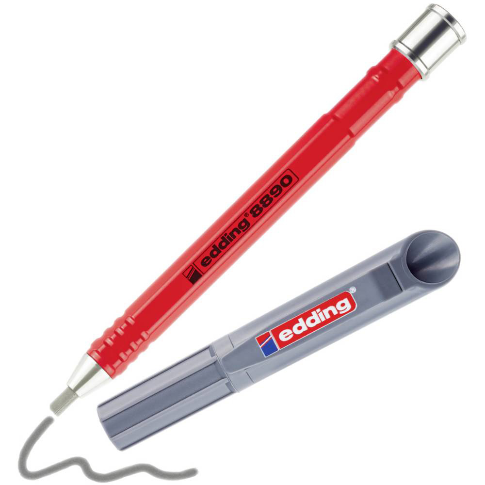 Creion mecanic pentru dulgherie EDDING 8890, 2 x 5 mm, duritate HB, corp aluminiu robust, varf rectangular