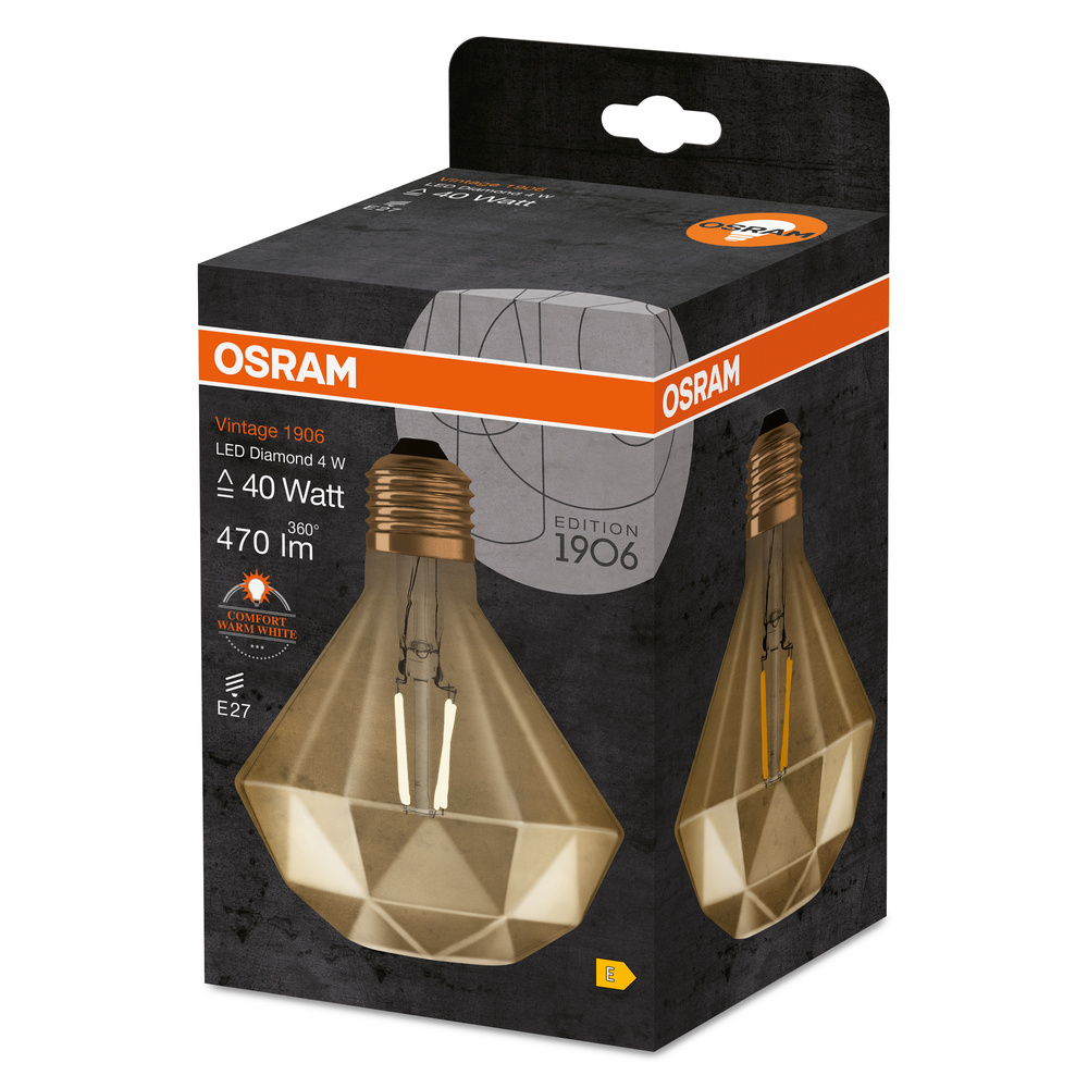 Bec LED decorativ, Osram, E27, 4.5W, 2500K, auriu