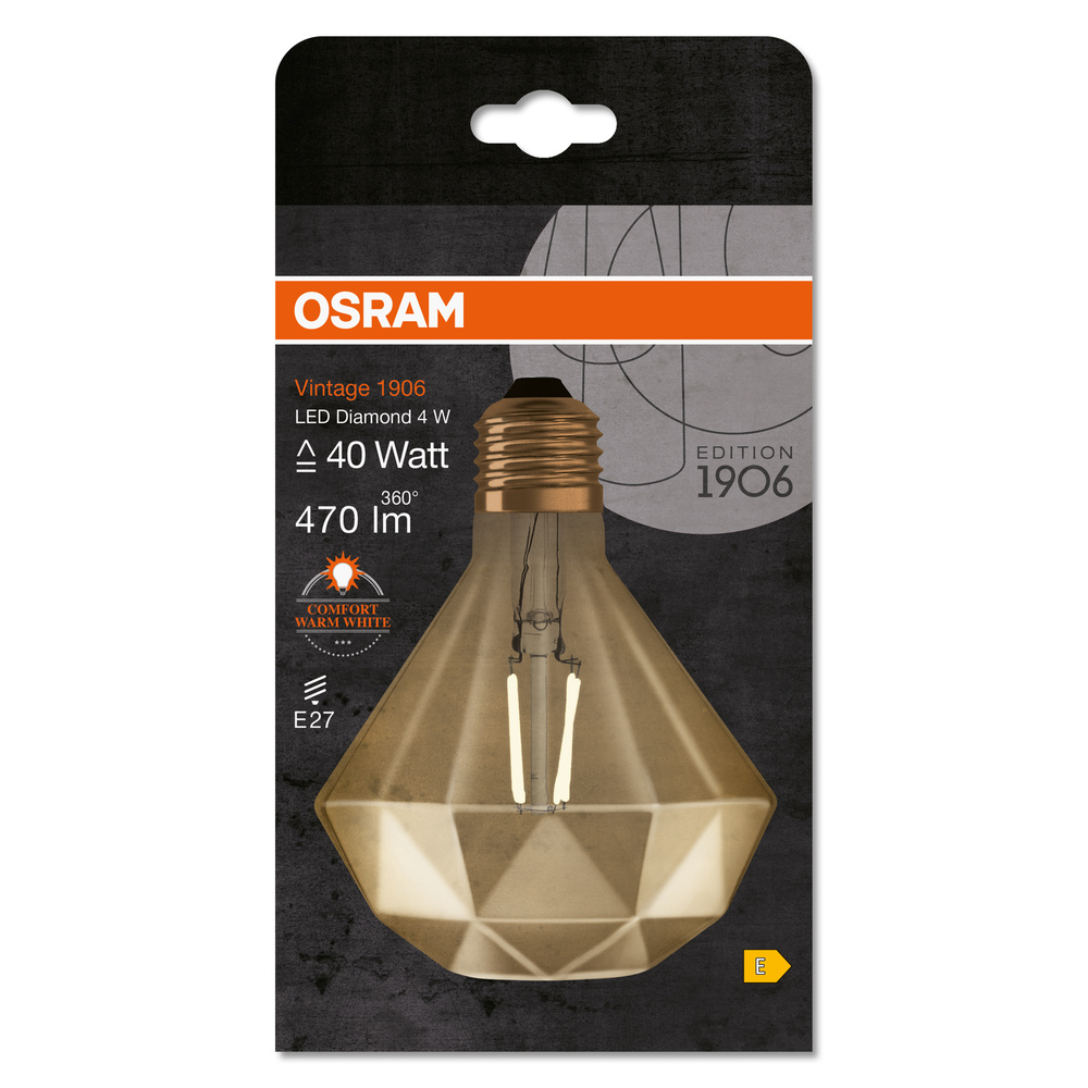 Bec LED decorativ, Osram, E27, 4.5W, 2500K, auriu