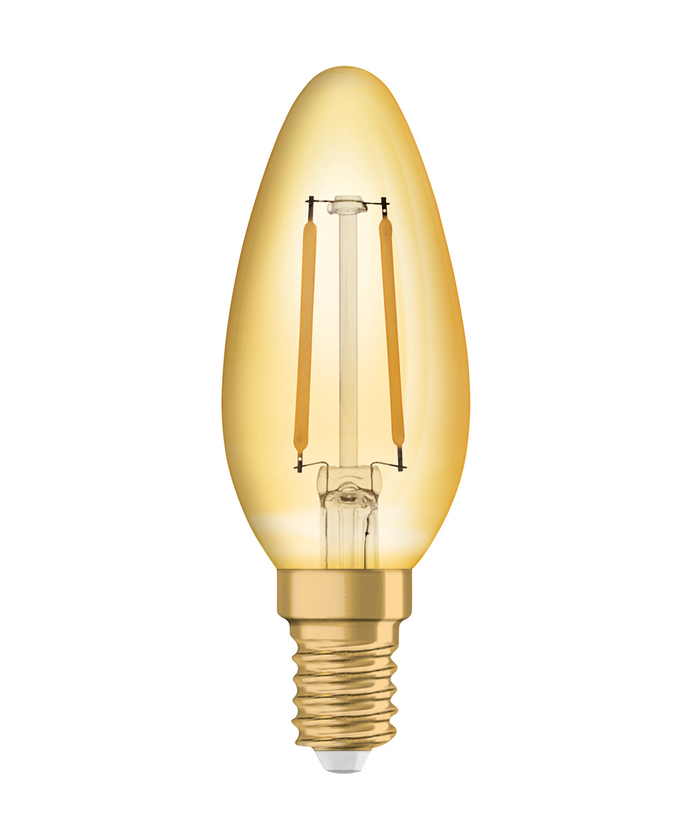 Bec LED decorativ, Osram, E14, 2.5W, 2500K, auriu
