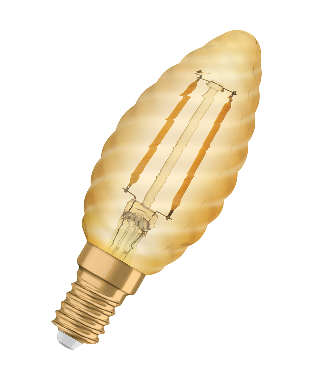 Bec LED decorativ, Osram, E14, 2.5W, 2400K, BW35, auriu