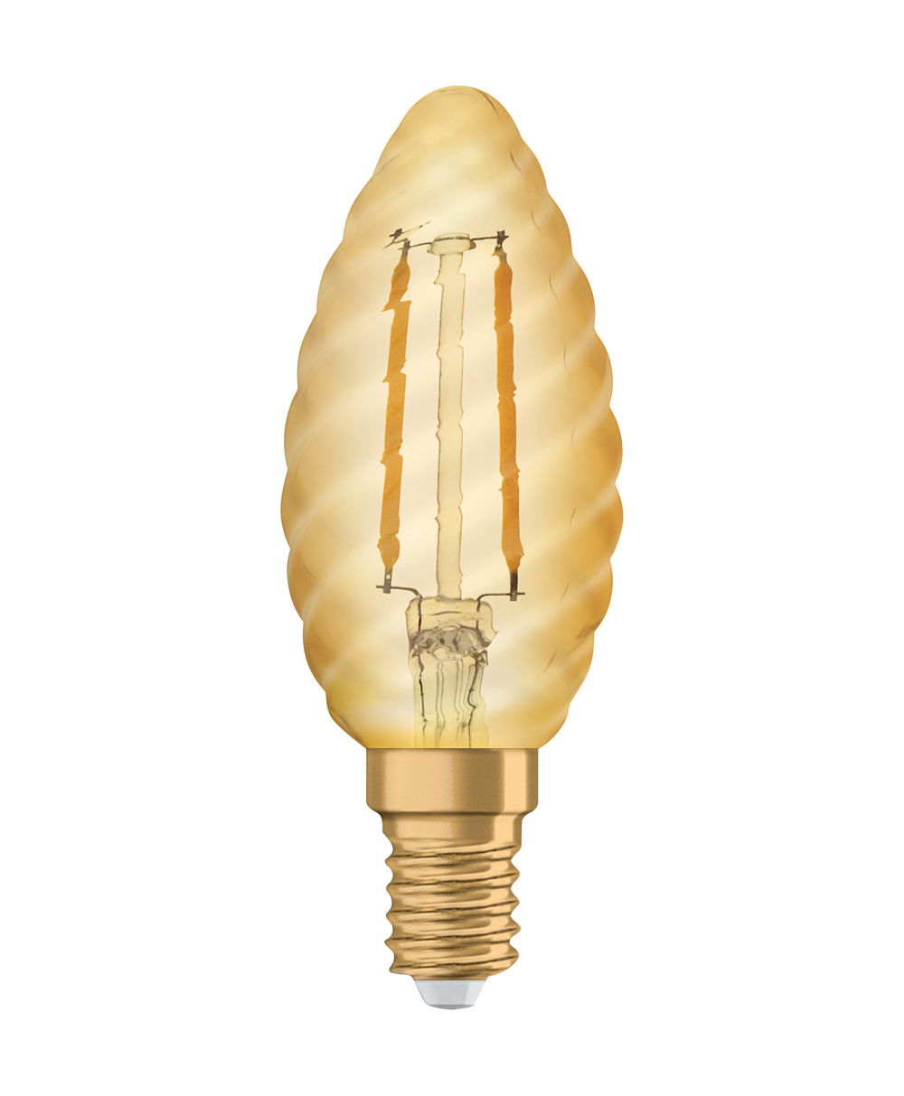 Bec LED decorativ, Osram, E14, 2.5W, 2400K, BW35, auriu