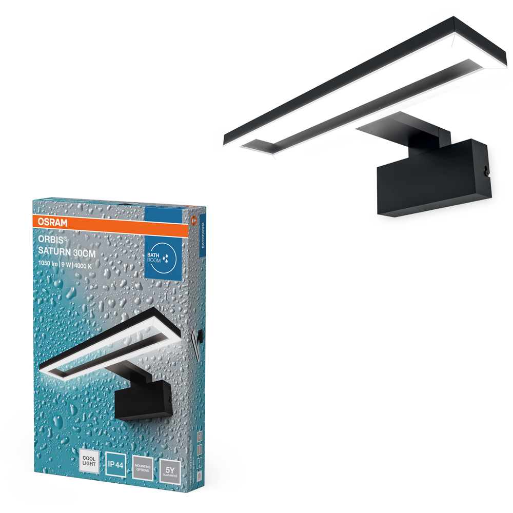 Aplica LED OSRAM Saturn, 9W, 1050lm, 4000K, IP44, negru