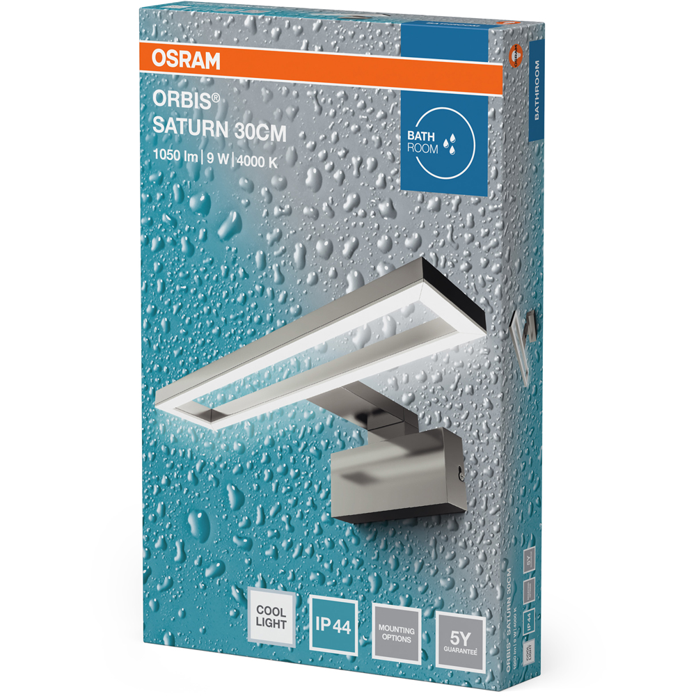 Aplica LED OSRAM Saturn, 9W, 1050lm, 4000K, IP44, argintiu