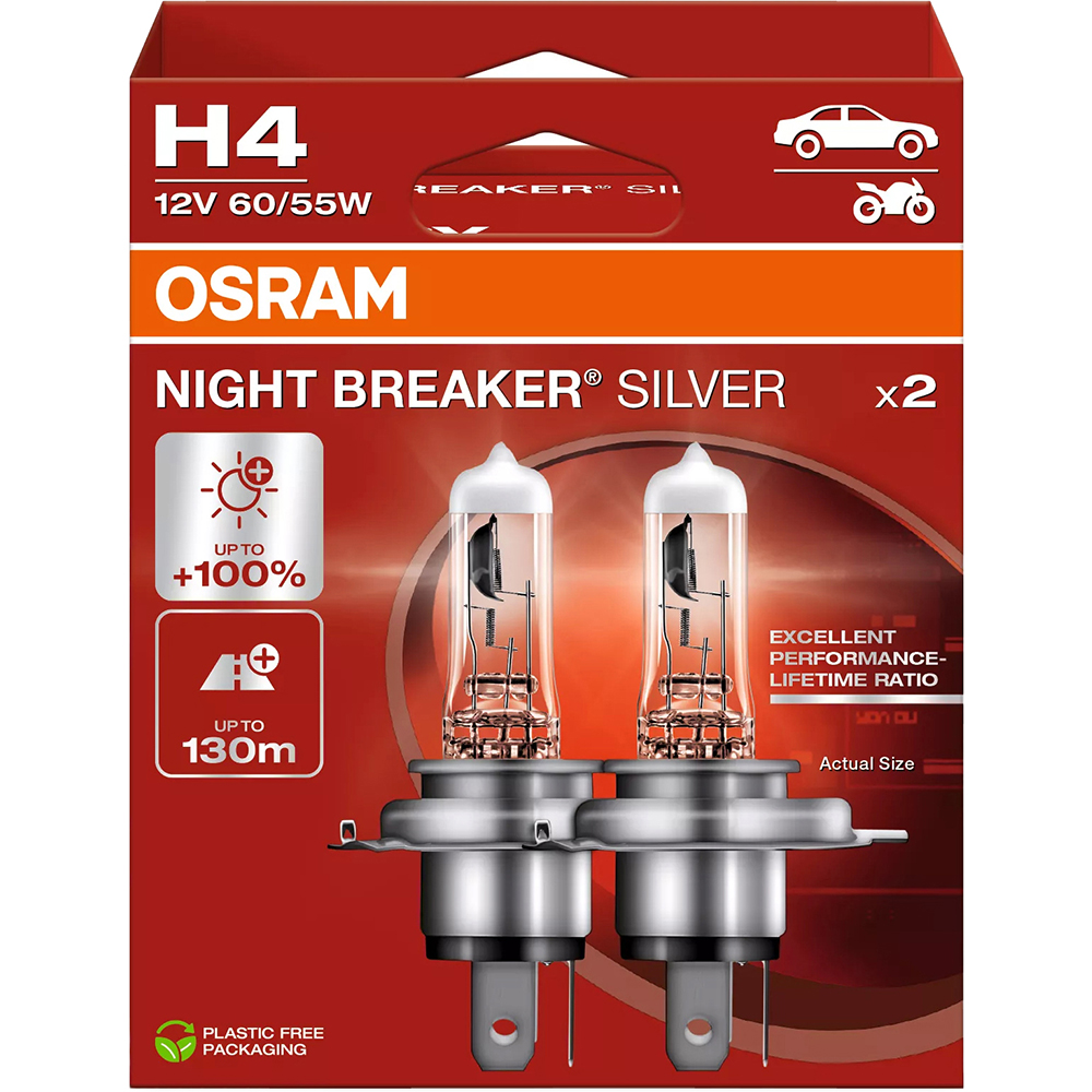 Bec auto Halogen OSRAM Night Breaker Silver, H4, 6000K, 19W, 12V, 1buc