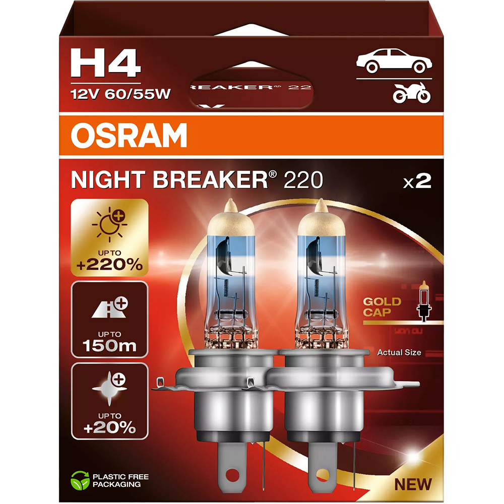 Bec auto Halogen OSRAM Night Breaker, H4, 6000K, 5W, 12V, 2buc