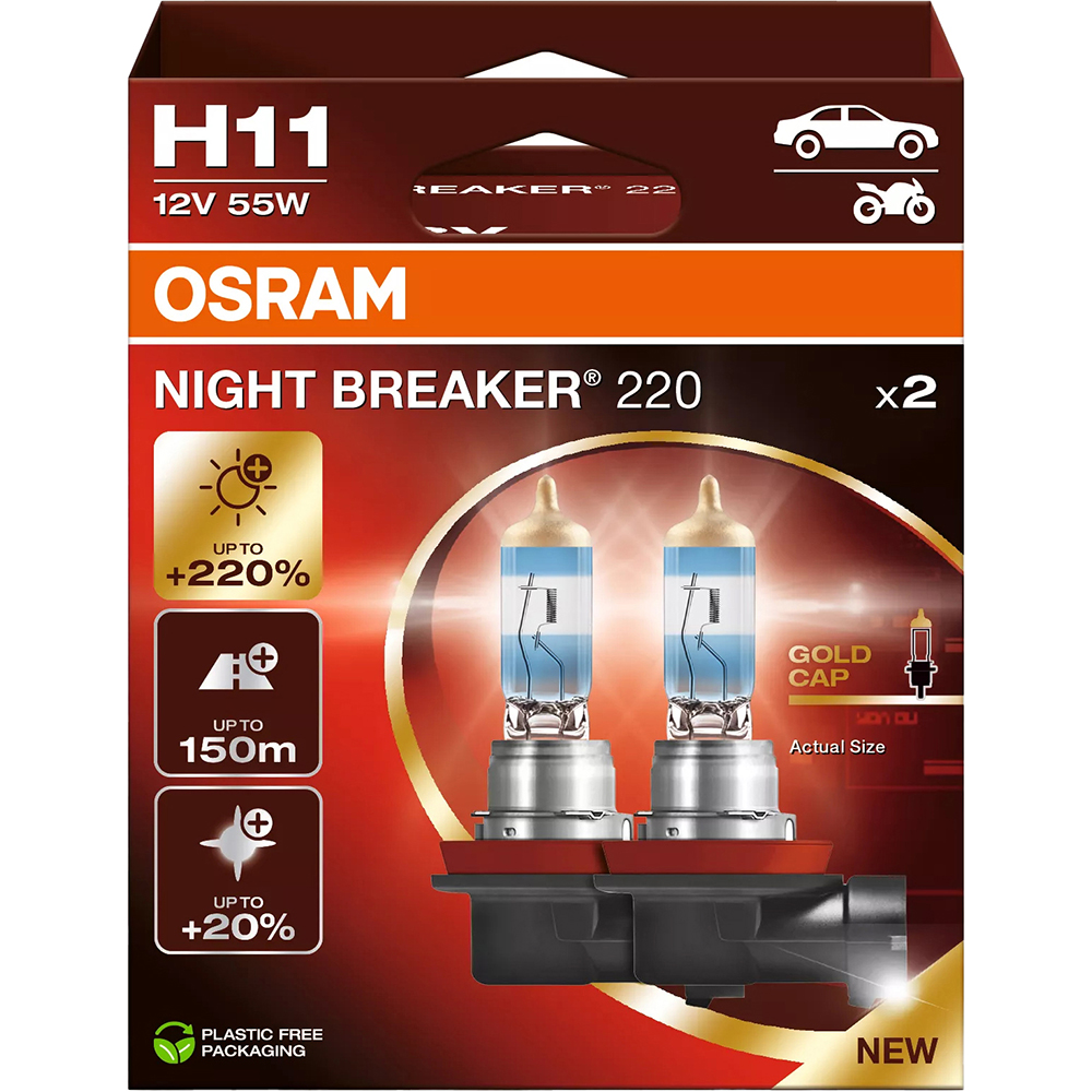 Bec auto Halogen OSRAM Night Breaker, H11, 6000K, 1W, 12V, 2buc