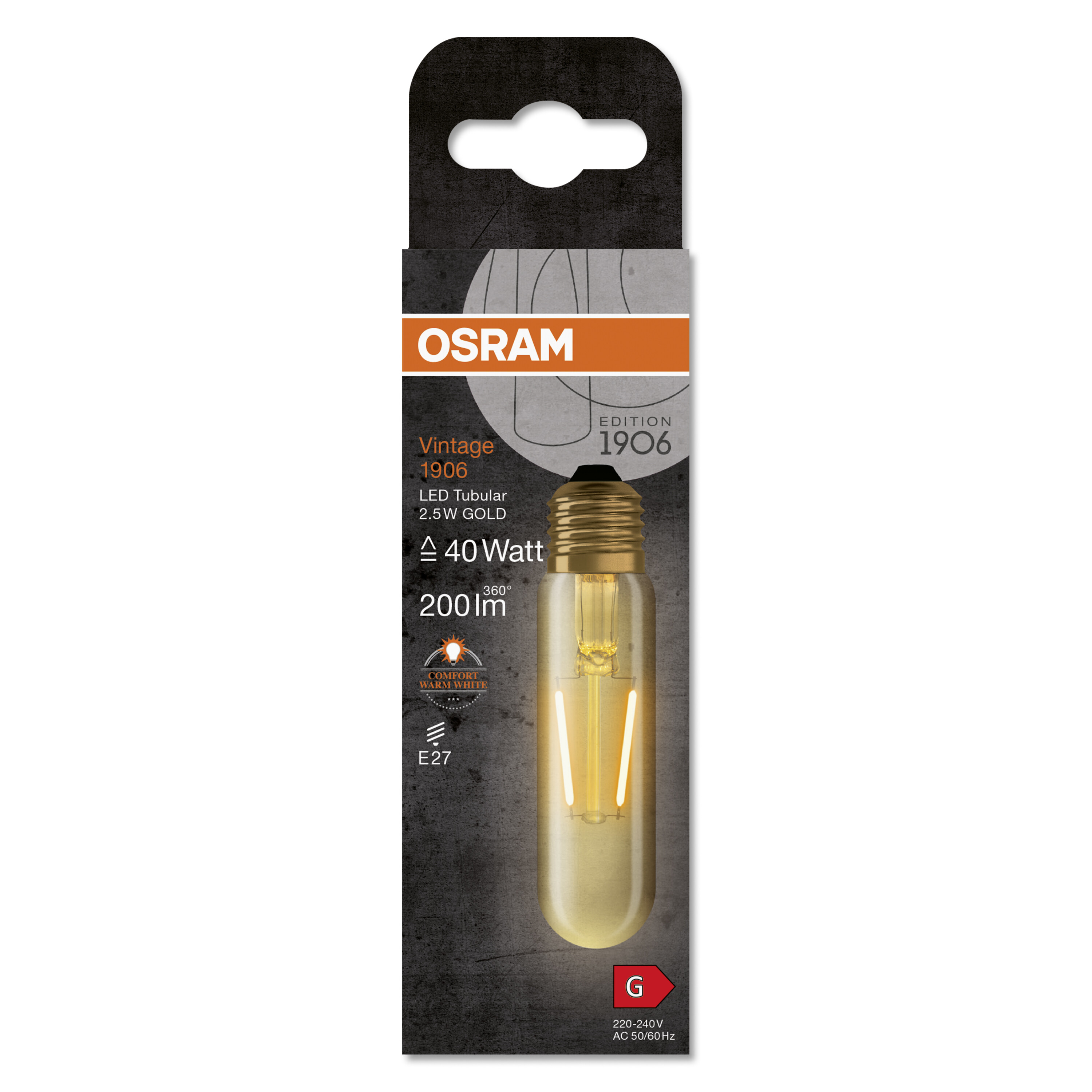 Bec Decorativ Rustic Led OSRAM AC32481, 2.5W, E27, 200lm, 2700K
