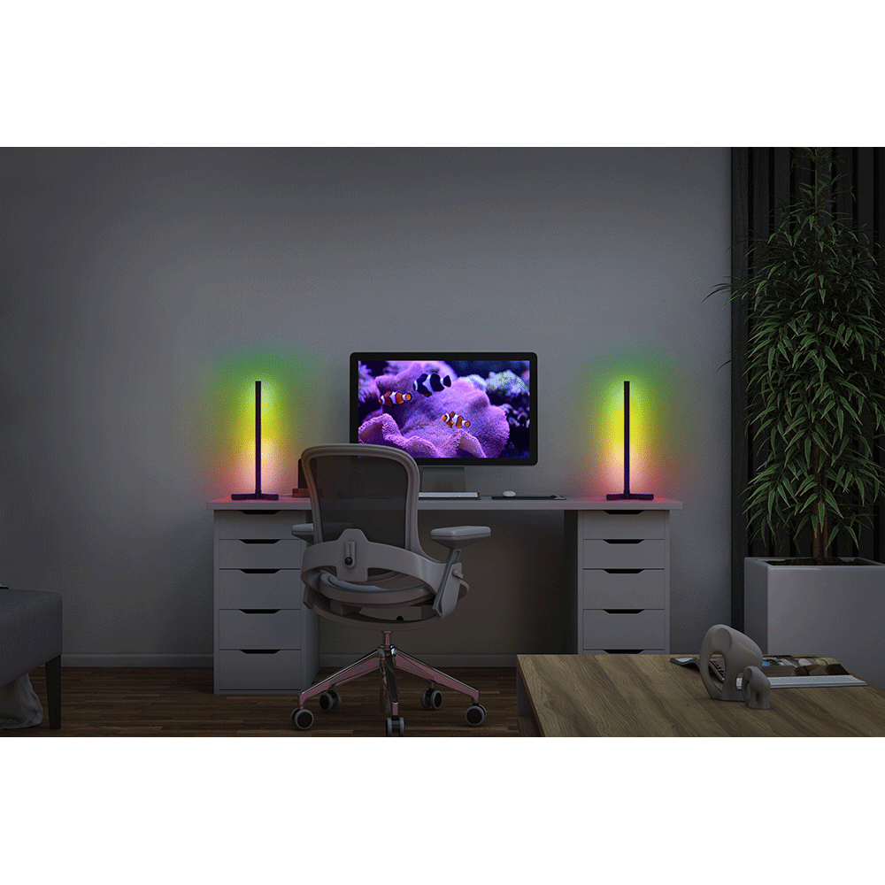 Lampa de podea OSRAM, 7.5W, RGB, Wi-Fi, telecomanda, negru