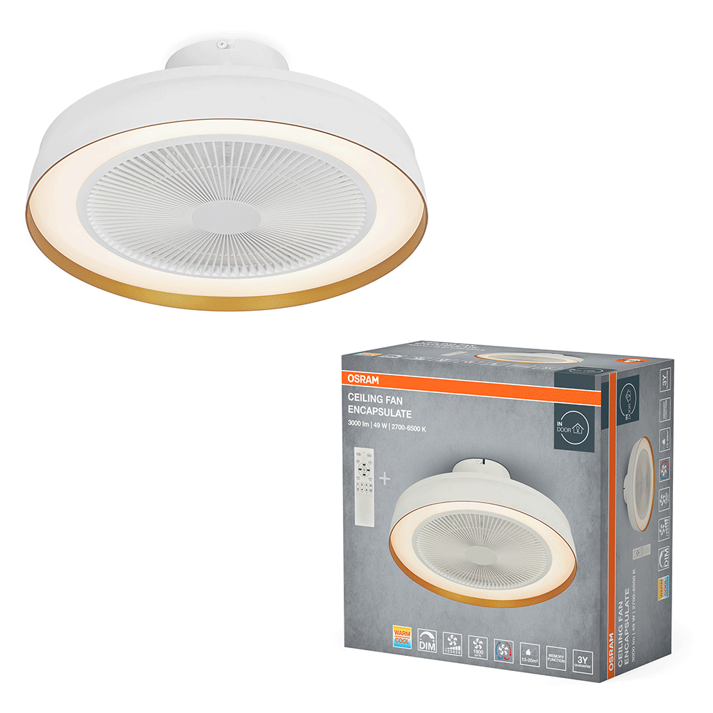 Plafoniera OSRAM 4099854497971, 49W, 3000lm, IP20, ventilator, alb