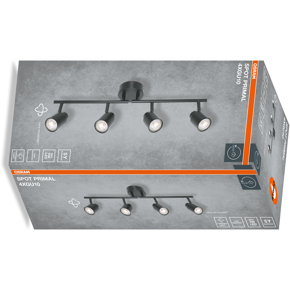 Spot OSRAM Primal, 4 x GU10, 6W, LED, IP20, negru