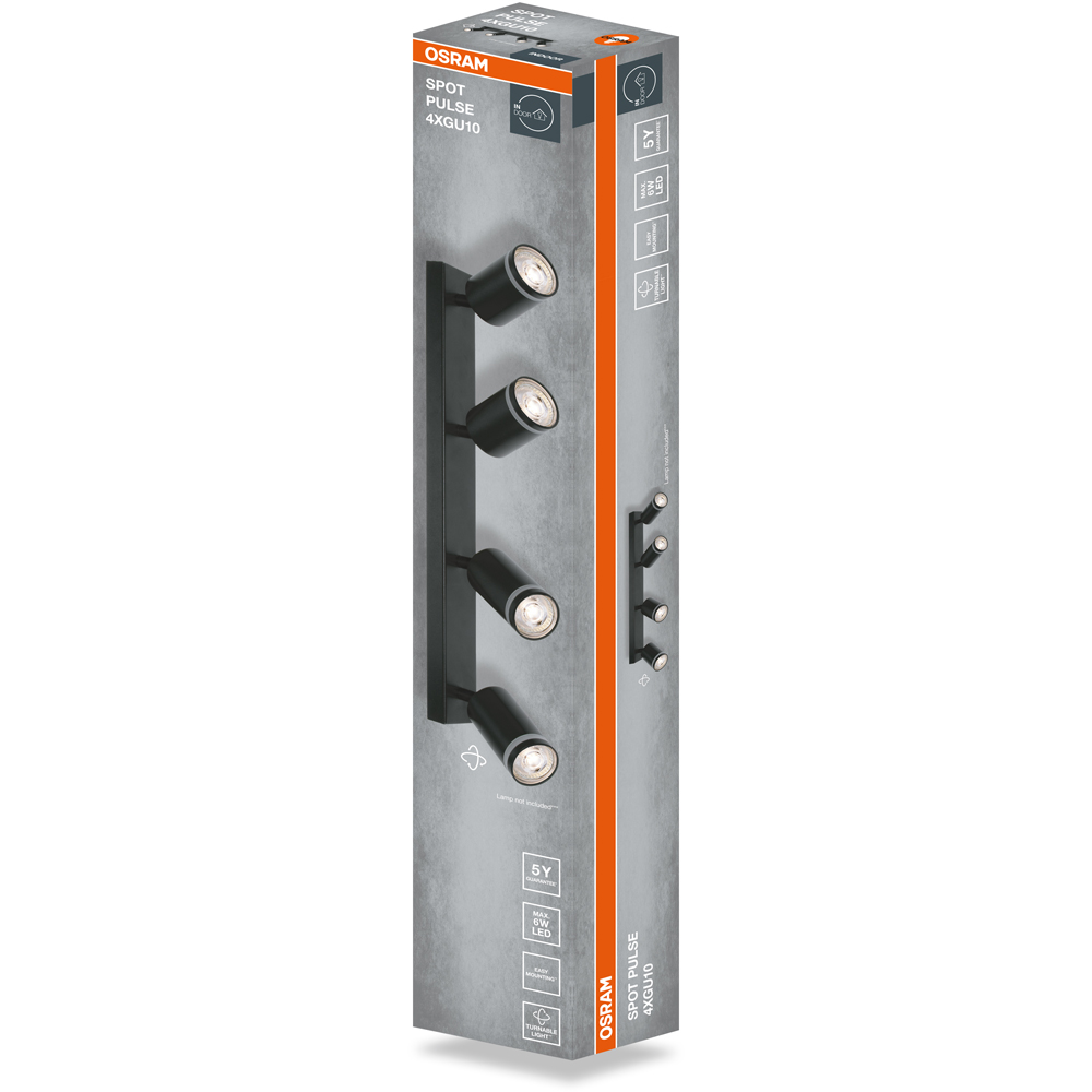 Spot OSRAM Pulse, 4 x GU10, 6W, LED, IP20, negru