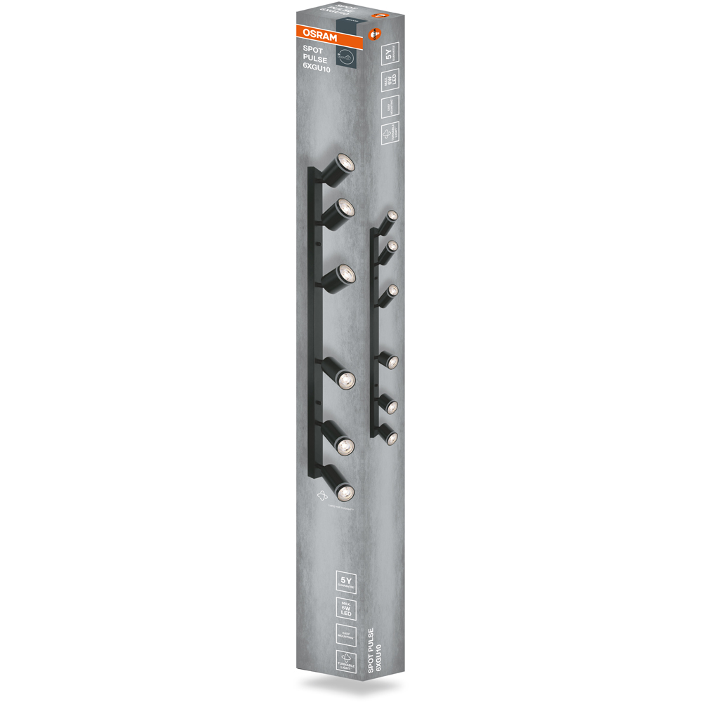 Spot OSRAM Pulse, 6 x GU10, 6W, LED, IP20, negru