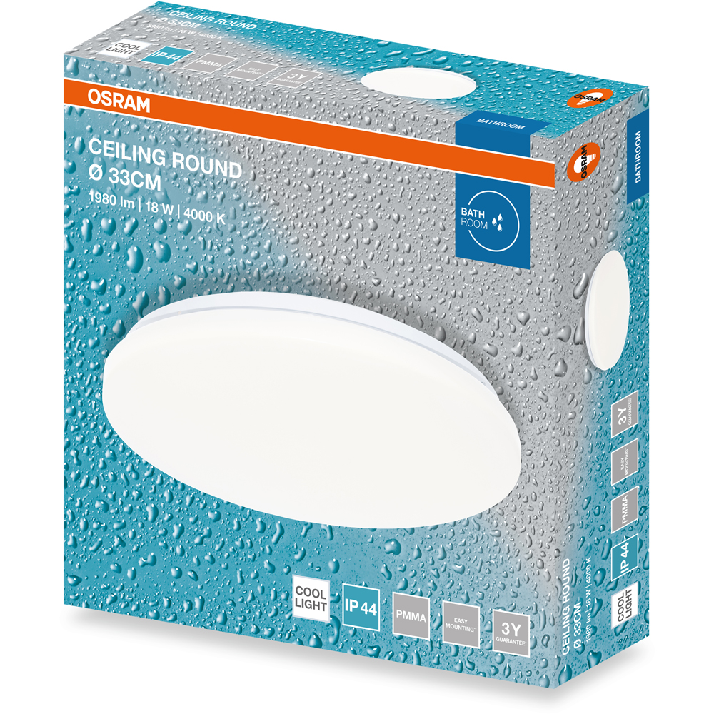 Plafoniera LED OSRAM, 18W, 1980lm, 4000K, IP44, alb