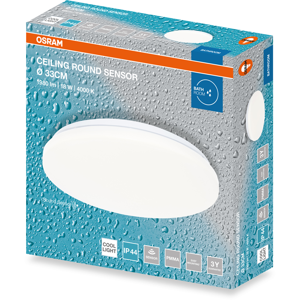 Plafoniera LED cu senzor OSRAM, 18W, 1980lm, 4000K, IP44, alb