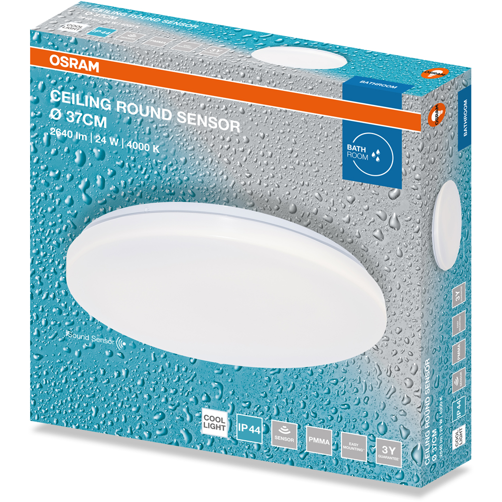 Plafoniera LED cu senzor OSRAM, 24W, 2640lm, 4000K, IP44, alb