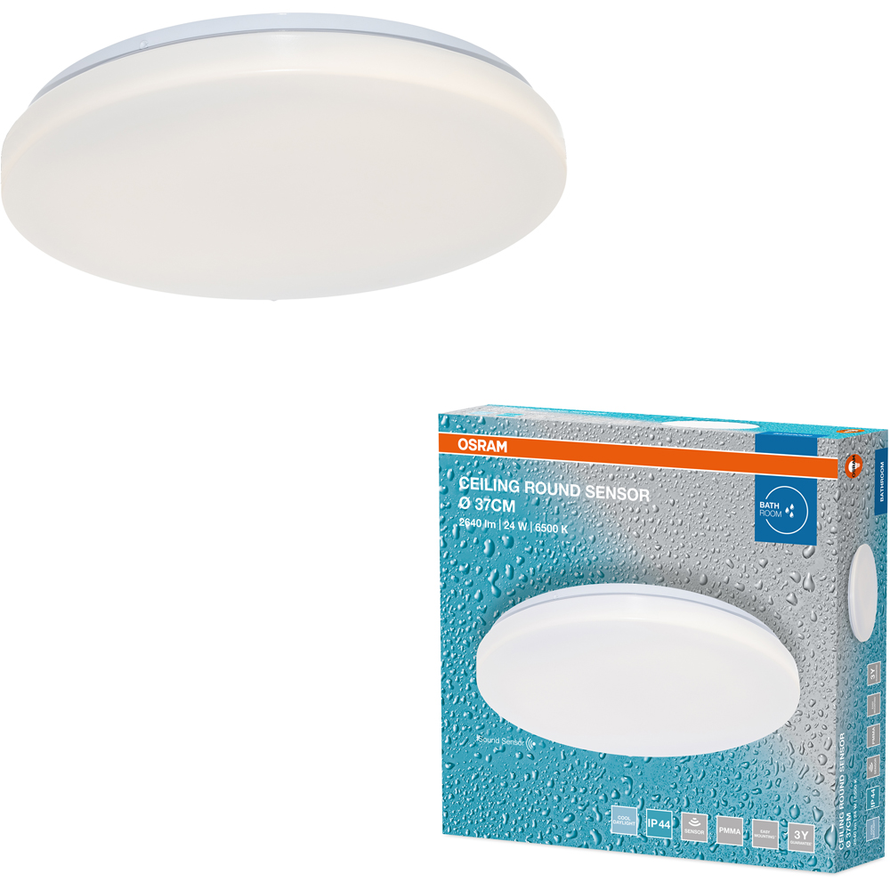 Plafoniera LED cu senzor OSRAM, 24W, 2640lm, 6500K, IP44, alb
