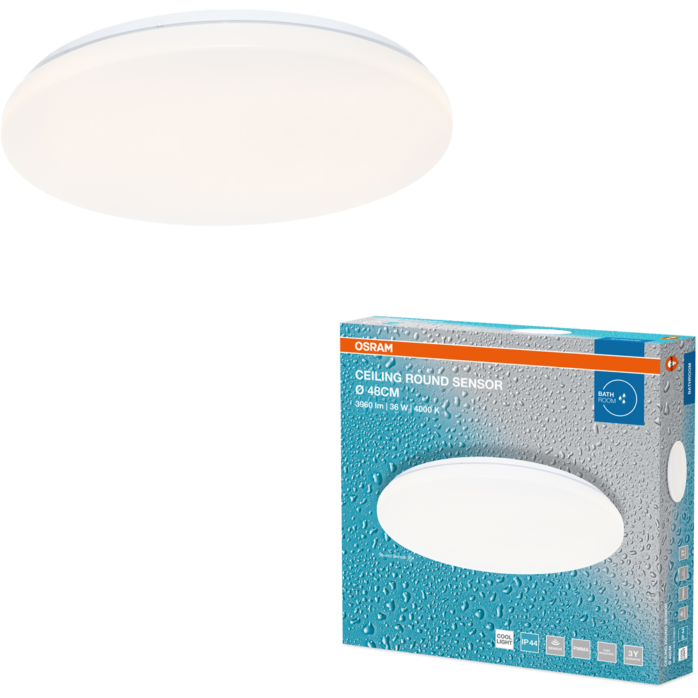 Plafoniera LED cu senzor OSRAM, 36W, 3960lm, 4000K, IP44, alb