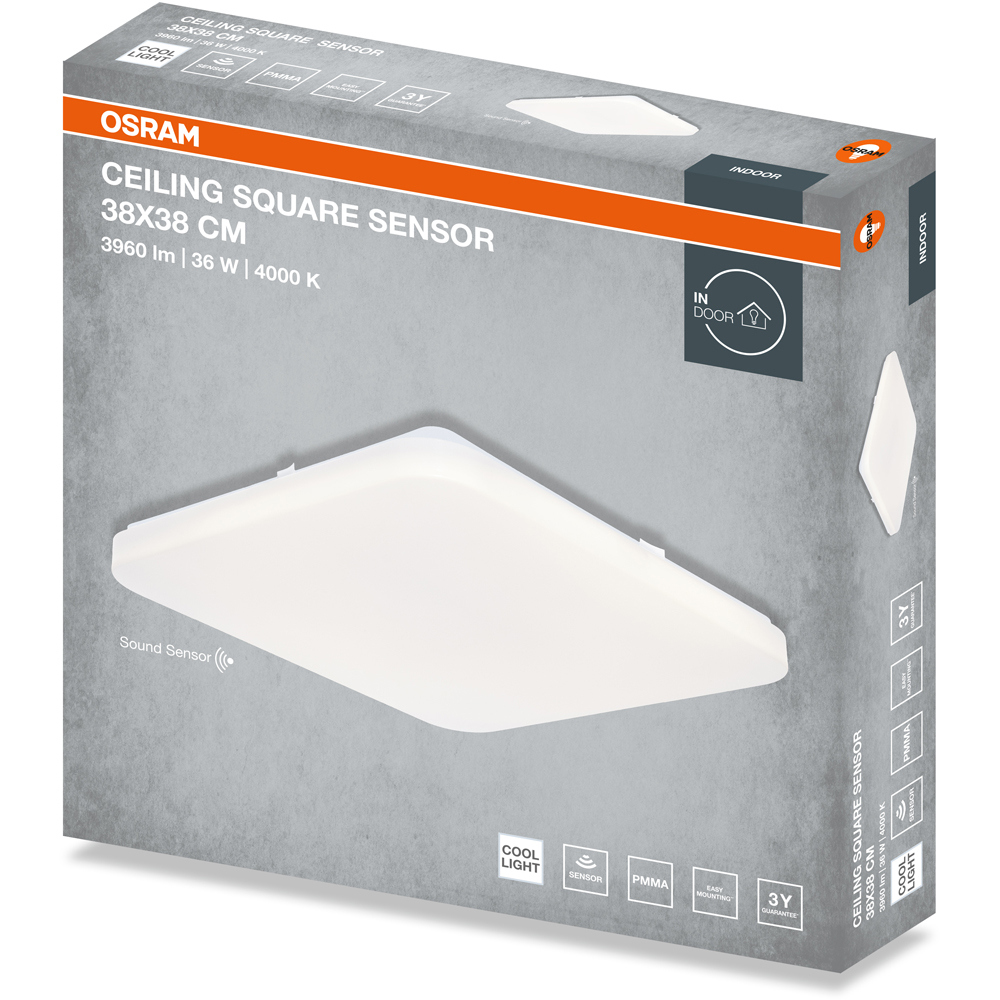 Plafoniera LED cu senzor OSRAM, 36W, 3960lm, 4000K, IP20, alb