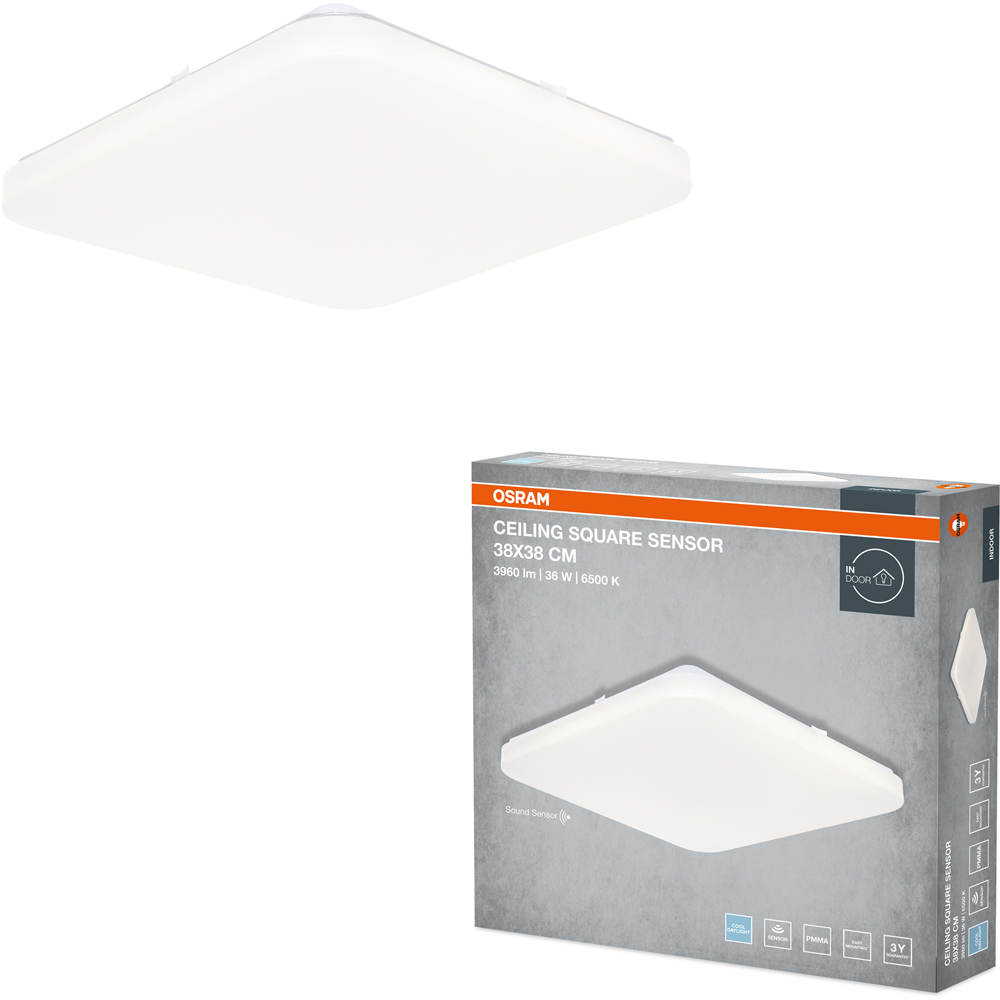 Plafoniera LED cu senzor OSRAM, 36W, 3960lm, 6500K, IP20, alb