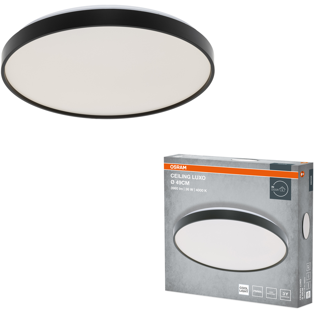 Plafoniera LED OSRAM Luxo, 36W, 3960lm, 4000K, IP20, negru