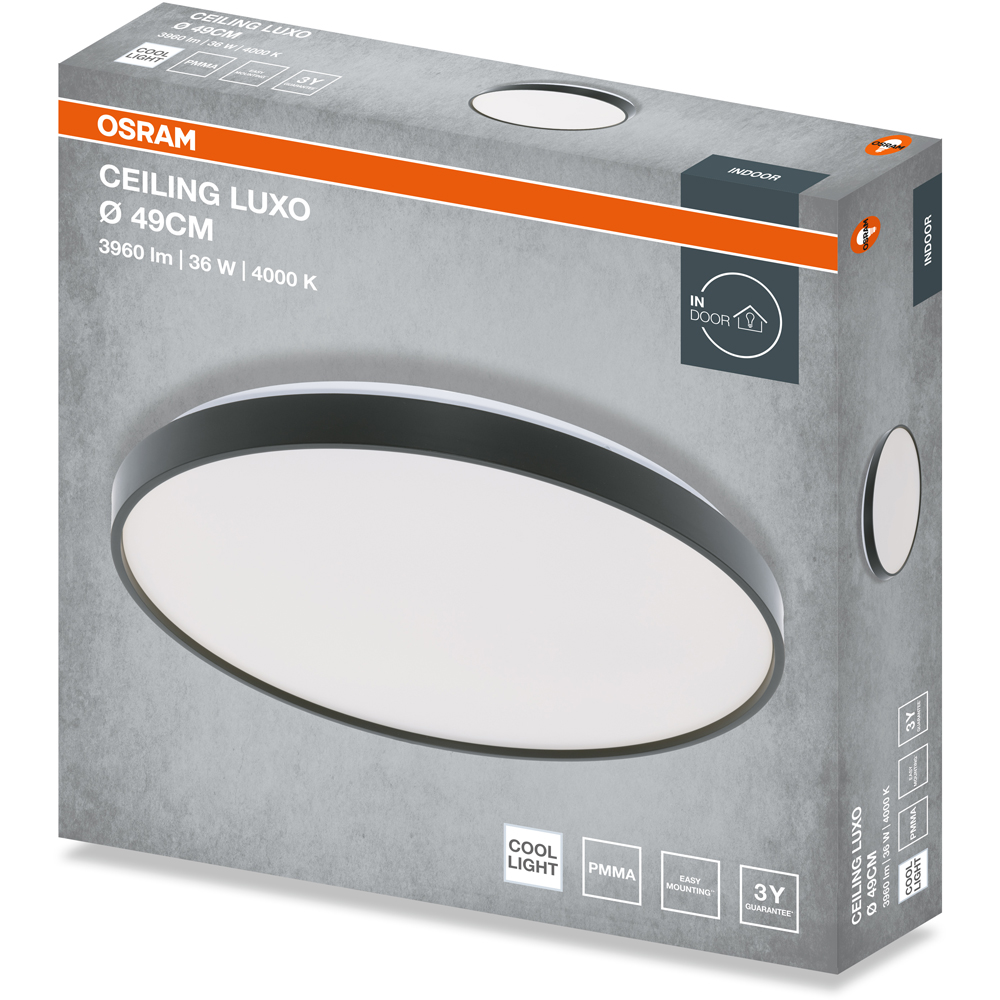 Plafoniera LED OSRAM Luxo, 36W, 3960lm, 4000K, IP20, negru