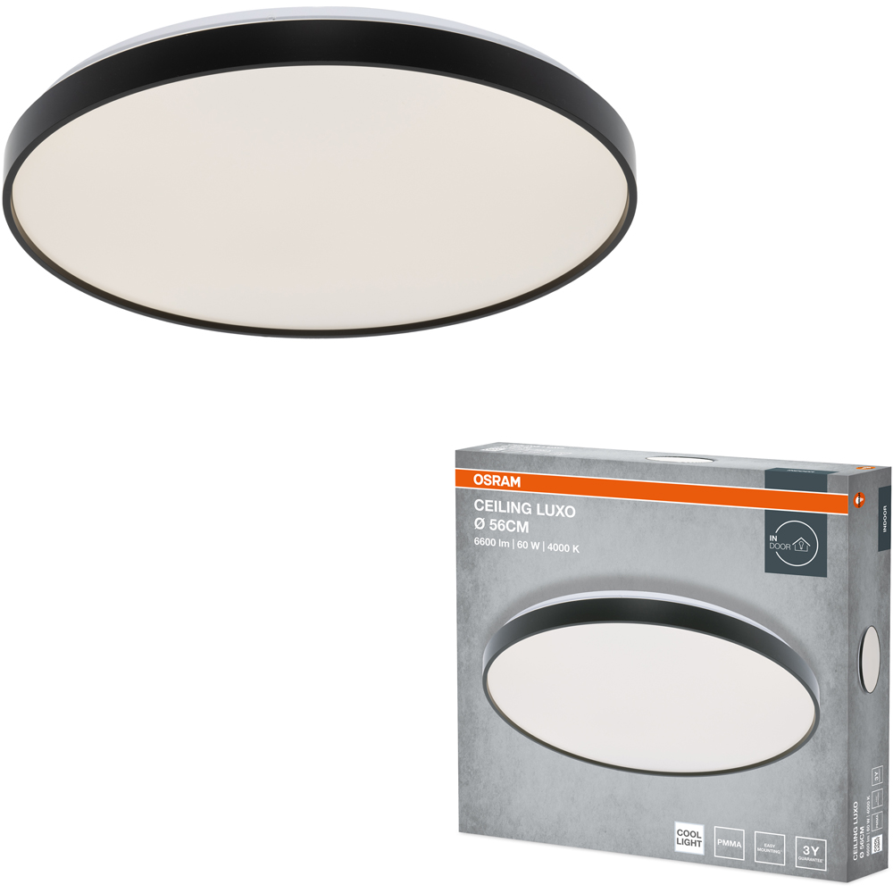Plafoniera LED OSRAM Luxo, 60W, 6600lm, 4000K, IP20, negru