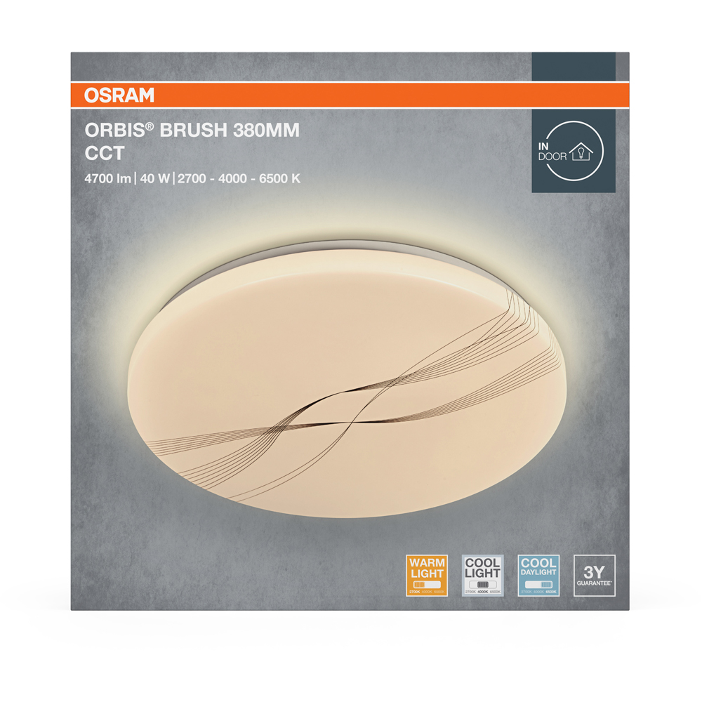 Plafoniera LED OSRAM Orbis Brush, 40W, 4700lm, 6500K, IP20, alb