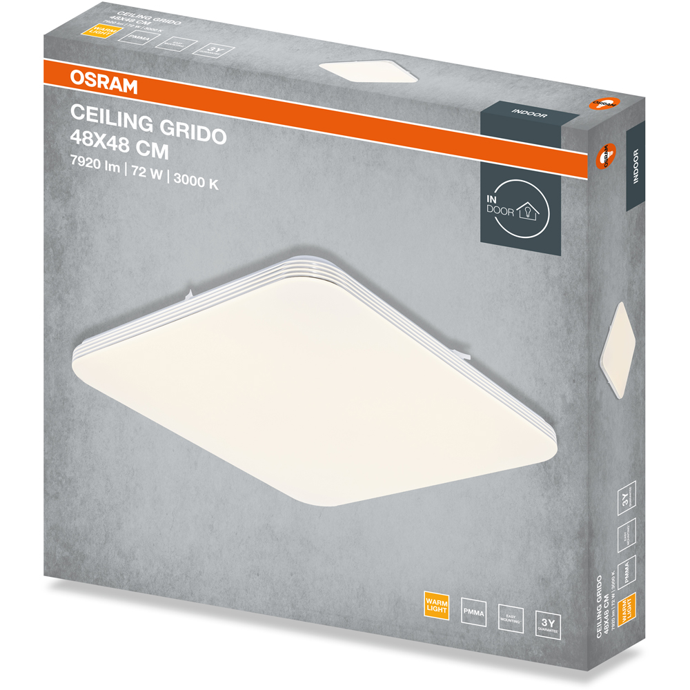 Plafoniera LED OSRAM Grido SQ, 72W, 7920lm, 3000K, IP20, alb