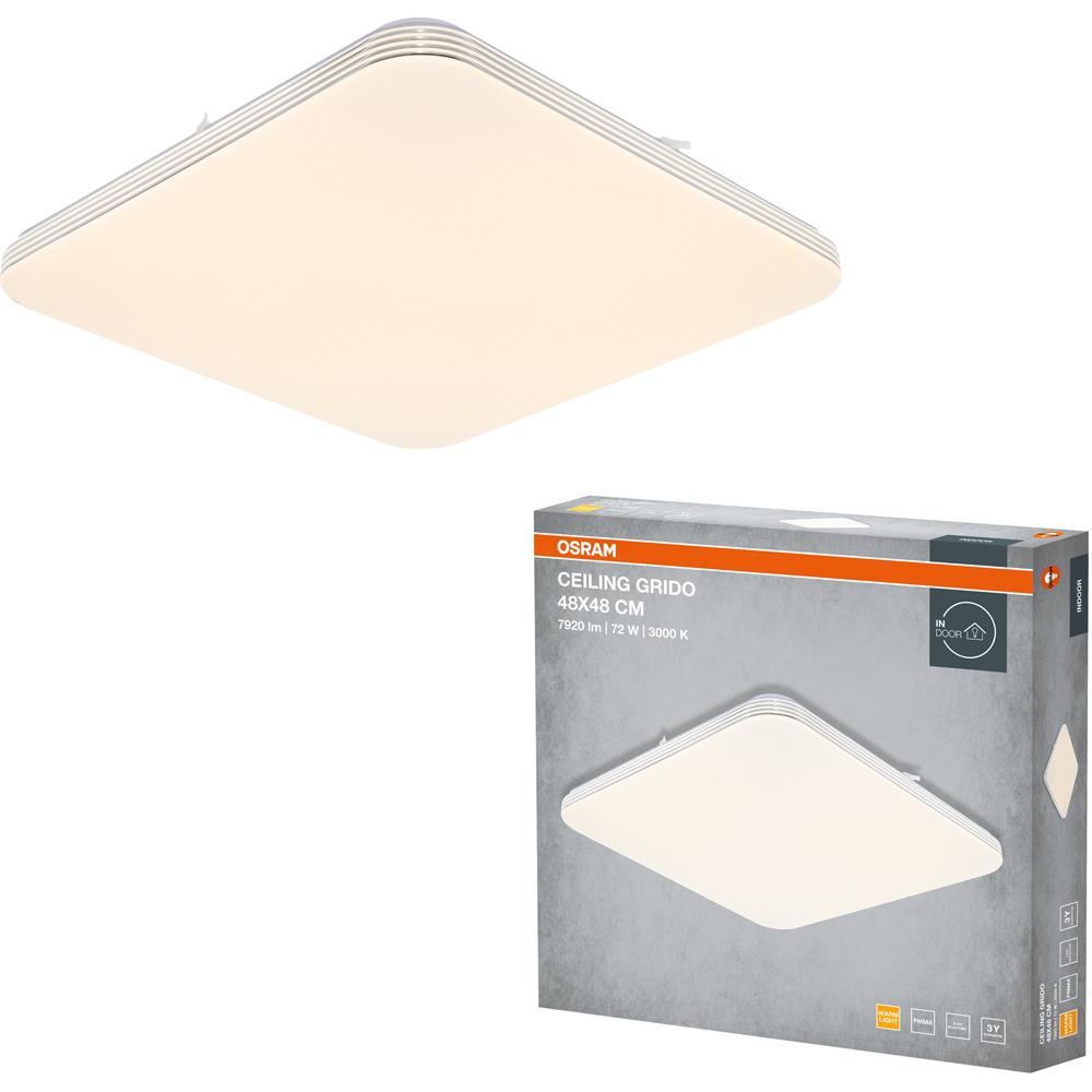 Plafoniera LED OSRAM Grido SQ, 72W, 7920lm, 3000K, IP20, alb