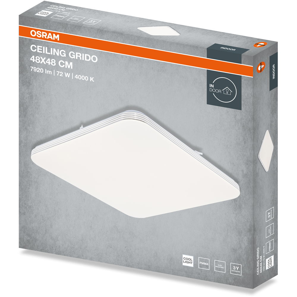 Plafoniera LED OSRAM Grido SQ, 72W, 7920lm, 4000K, IP20, alb