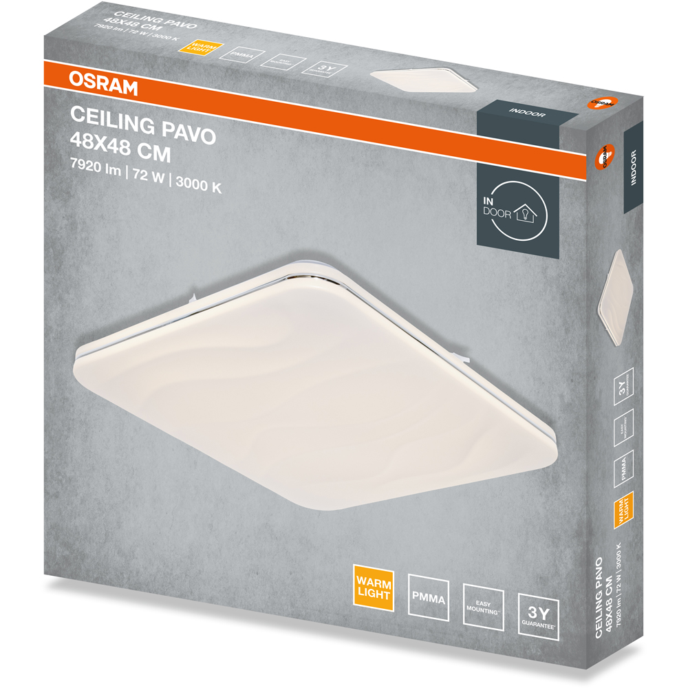 Plafoniera LED OSRAM Pavo SQ, 72W, 7920lm, 3000K, IP20, alb