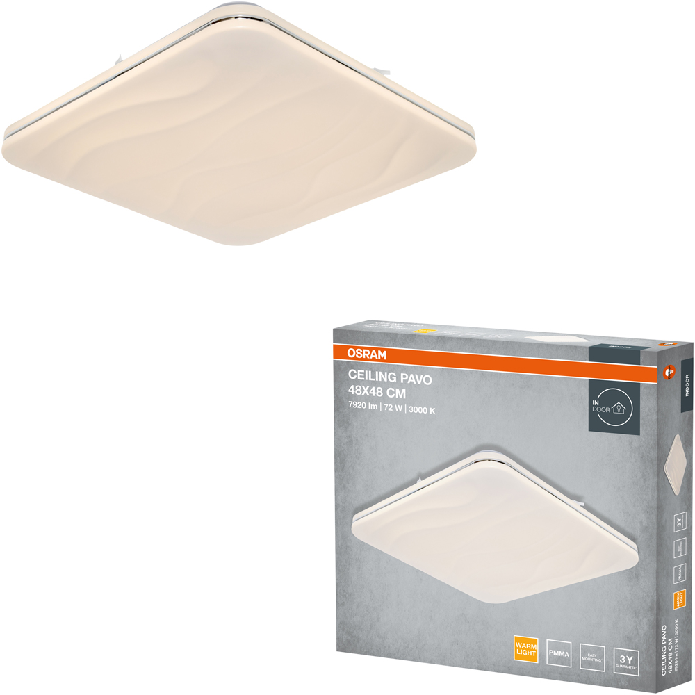 Plafoniera LED OSRAM Pavo SQ, 72W, 7920lm, 3000K, IP20, alb