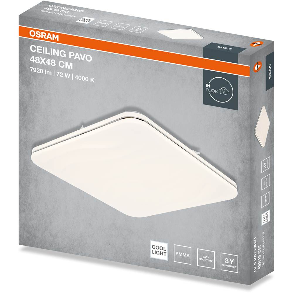 Plafoniera LED OSRAM Pavo SQ, 72W, 7920lm, 4000K, IP20, alb