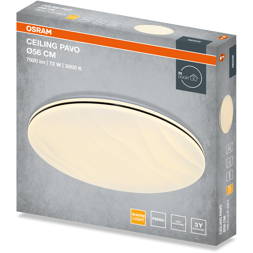 Plafoniera LED OSRAM Pavo, 72W, 7920lm, 3000K, IP20, alb