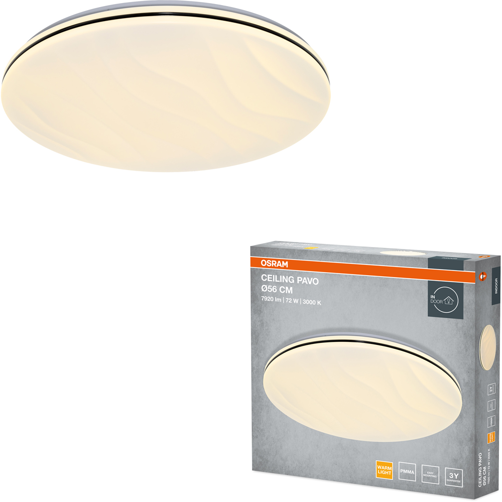 Plafoniera LED OSRAM Pavo, 72W, 7920lm, 3000K, IP20, alb