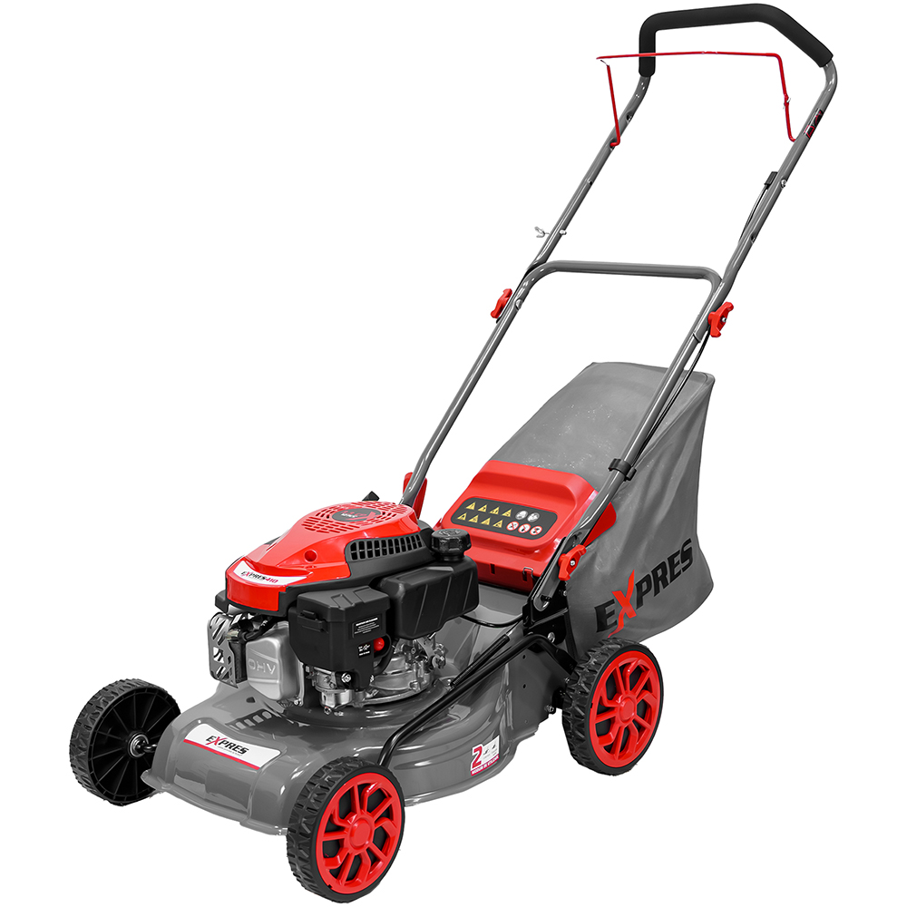 Masina de tuns gazonul RURIS Expres 410, Benzina, 3.3CP, 127CC, latime taiere 41 cm, cos 45L, rosu