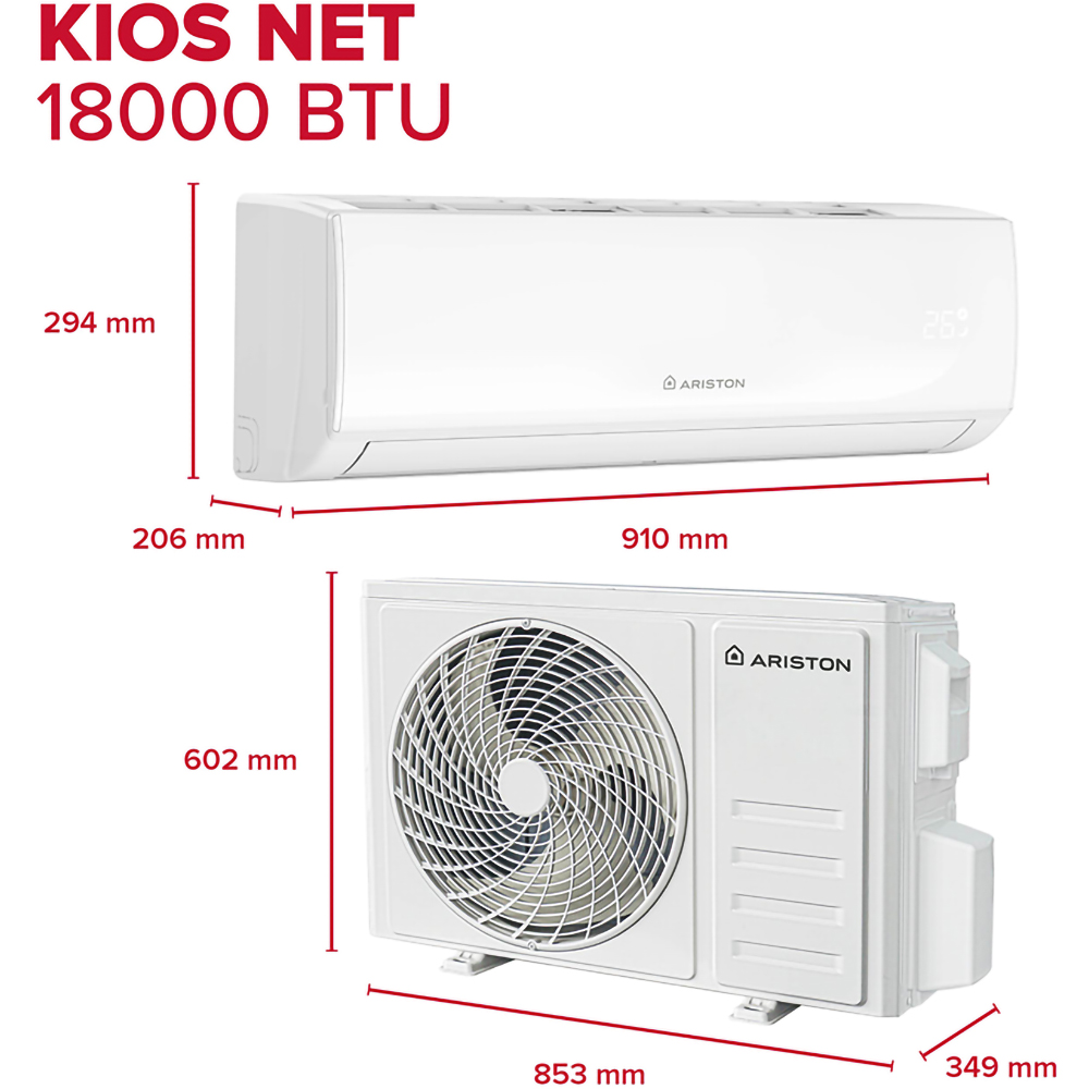 Aer conditionat ARISTON Kios Net 50, 18000BTU, A++/A+, Wi-Fi, Functie Incalzire, Inverter, alb