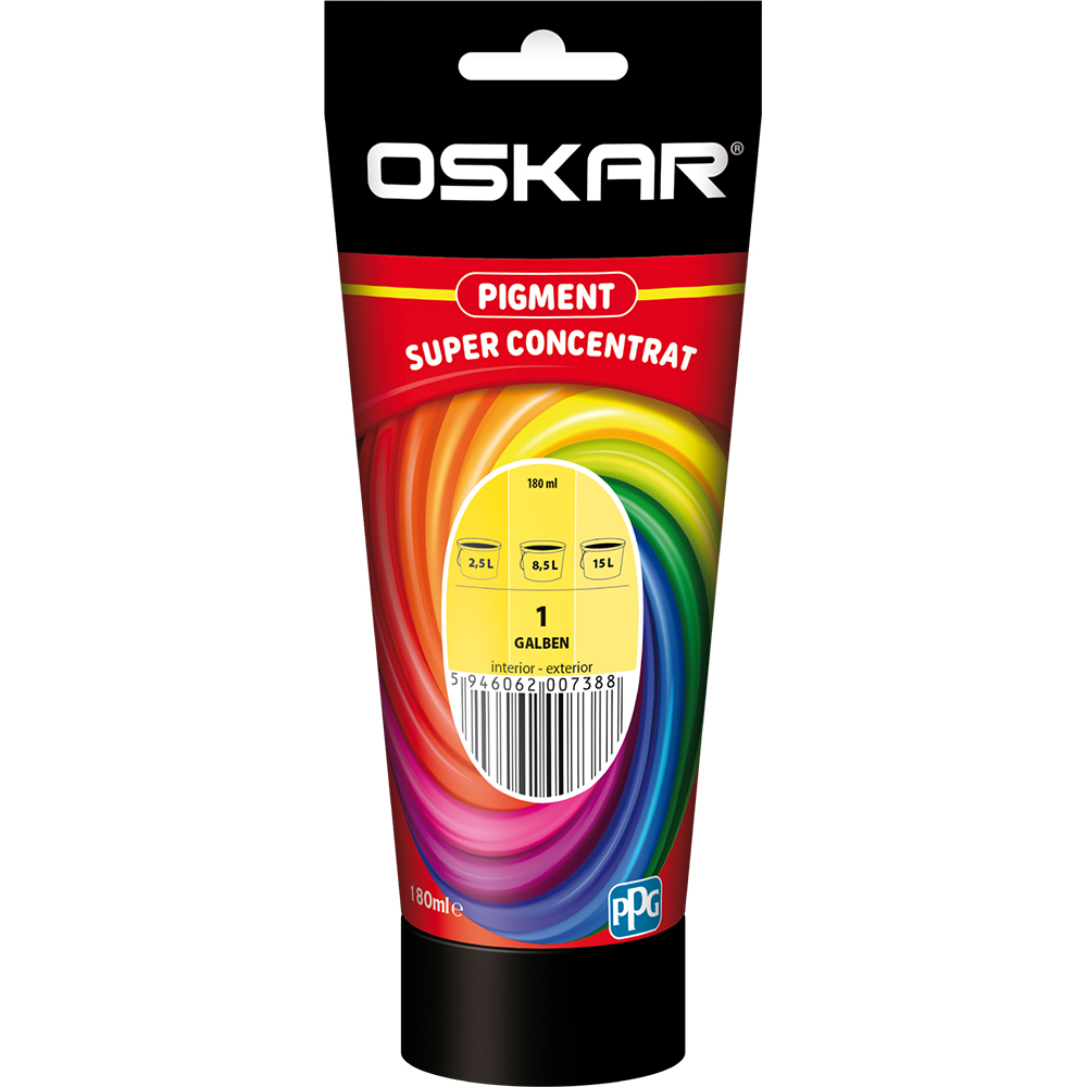 Pigment super concentrat OSKAR 1, interior/exterior, 180 ml, galben