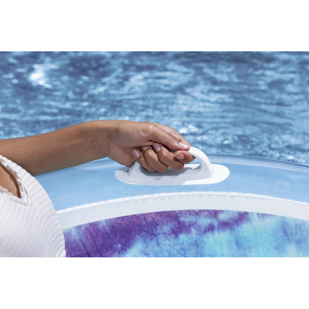 Colac gonflabil cu spatar BESTWAY, 106 x 61 cm, 1 persoana, capacitate maxima 100 kg, model tie dye