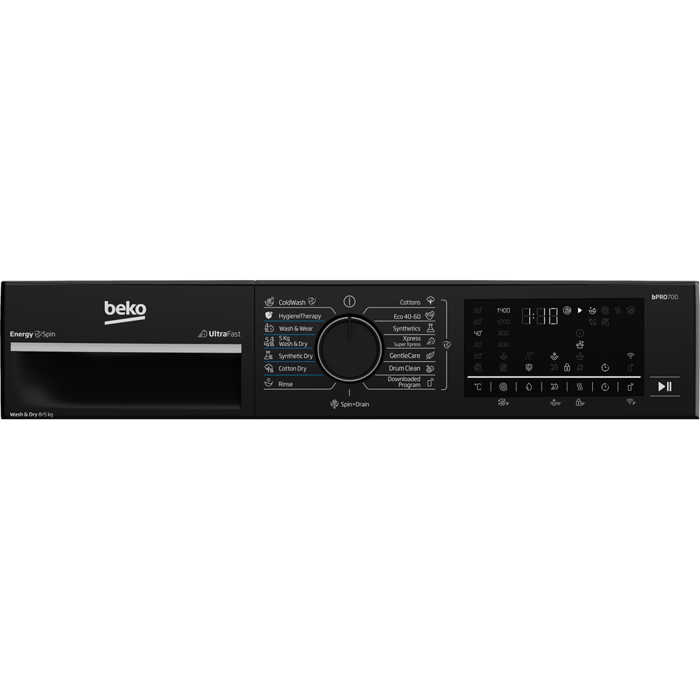 Masina de spalat rufe frontala cu uscator BEKO B7DFT68442WBPB ES, EnergySpin, 8/5 kg, 1400rpm, Clasa A/D, Wi-Fi, alb