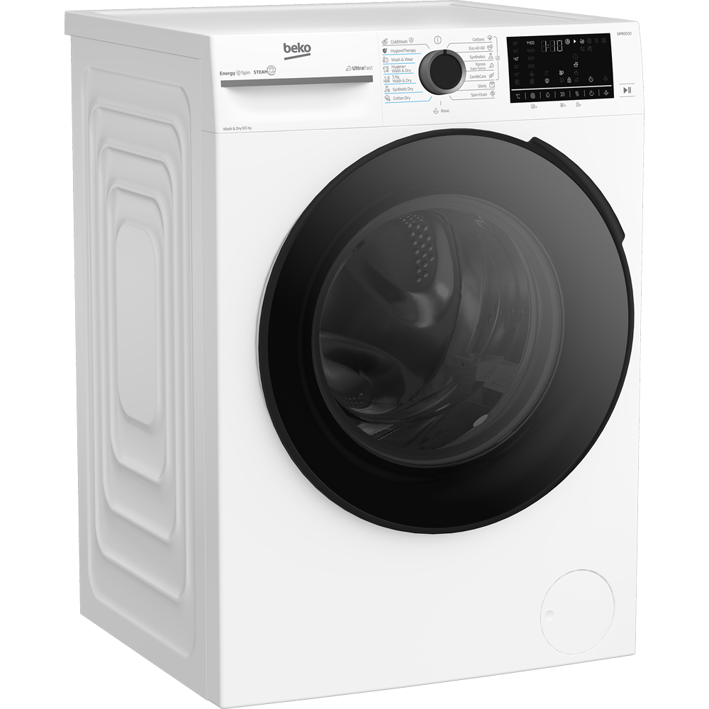Masina de spalat rufe frontala cu uscator BEKO BM5DFST68442W, SteamCure, 8/5 kg, 1400 rpm, Clasa A/D, alb