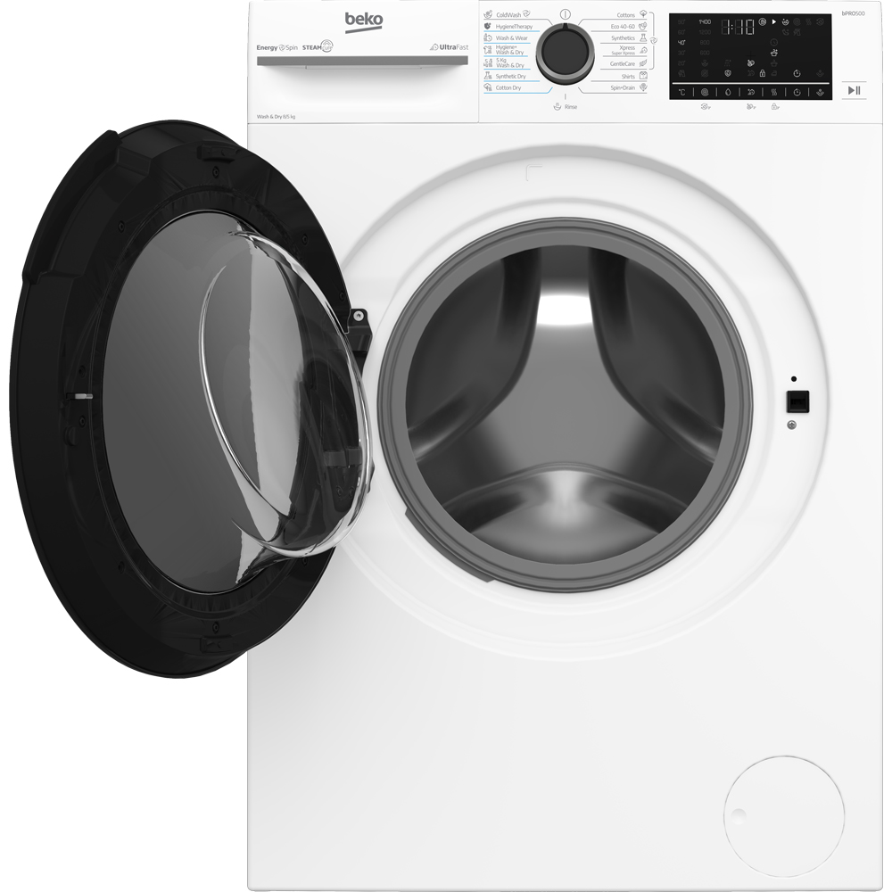 Masina de spalat rufe frontala cu uscator BEKO BM5DFST68442W, SteamCure, 8/5 kg, 1400 rpm, Clasa A/D, alb