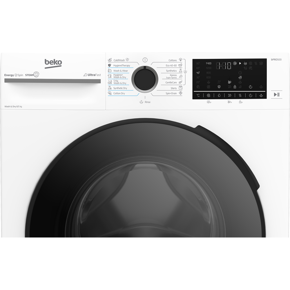 Masina de spalat rufe frontala cu uscator BEKO BM5DFST68442W, SteamCure, 8/5 kg, 1400 rpm, Clasa A/D, alb