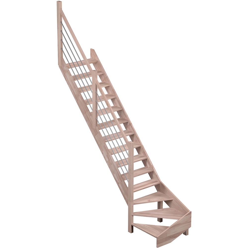 Scara cu 1/4 turnanta stanga Nevada, 300 x 82 cm, fag-metal