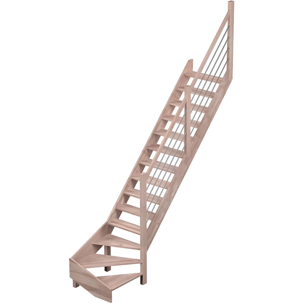 Scara cu 1/4 turnanta dreapta Nevada, 300 x 82 cm, fag-metal