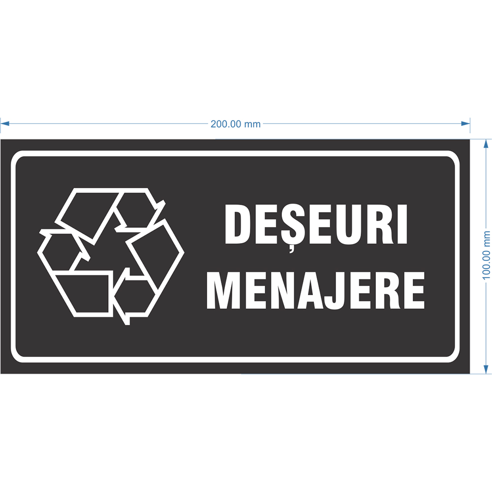 Indicator autocolant "Deseuri Menajere", 20 x 10 cm
