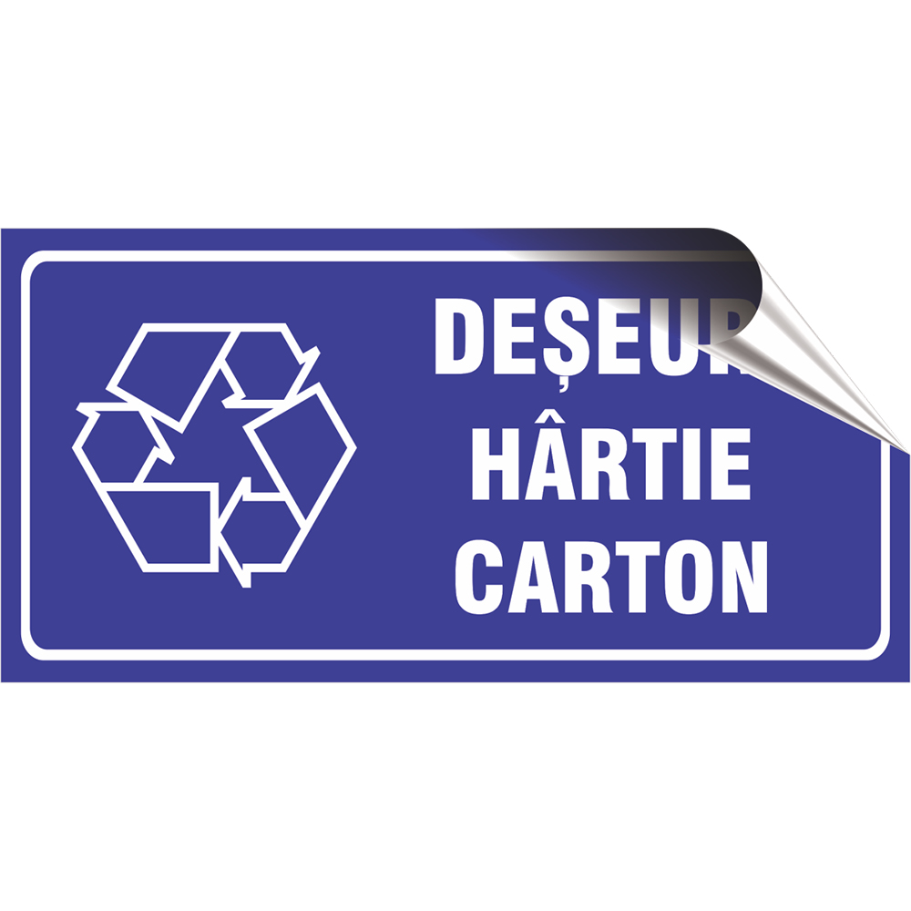 Indicator autocolant "Deseuri Hartie/Carton" Creative Sign, 20 x 10 cm